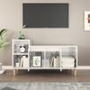 vidaXL Meuble TV Blanc brillant 100x35x55 cm Bois d'ingénierie