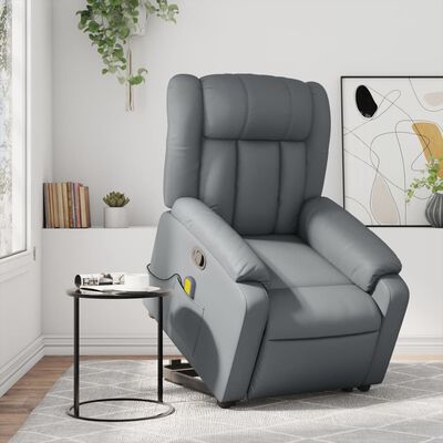 vidaXL Fauteuil inclinable de massage Gris Similicuir