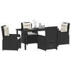 vidaXL Ensemble de salle &agrave; manger pour jardin 5 pcs Noir polyrotin