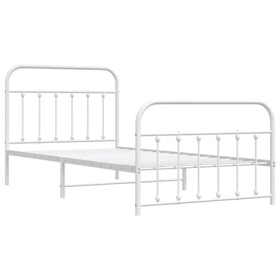 vidaXL Cadre de lit métal sans matelas et pied de lit blanc 100x200 cm