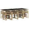 vidaXL Ensemble &agrave; manger de jardin coussins 13 pcs m&eacute;lange beige rotin