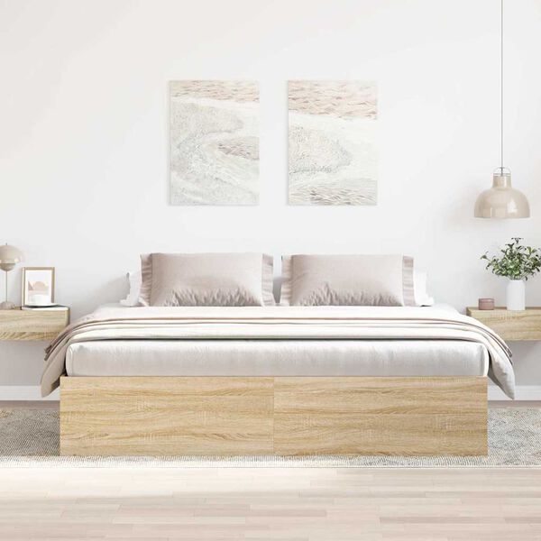 vidaXL Cadre de lit sans matelas ch&ecirc;ne sonoma 200x200 cm