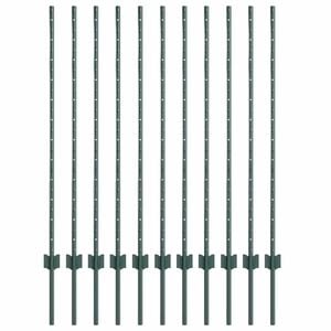 vidaXL Poteau de cl&ocirc;ture. 11 pcs Vert 120 cm Acier