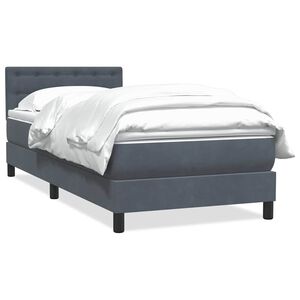 vidaXL Sommier &agrave; lattes de lit et matelas gris fonc&eacute; 90x210 cm velours