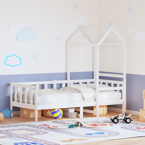 vidaXL Lit de jour avec toit sans matelas blanc 80x200 cm bois massif