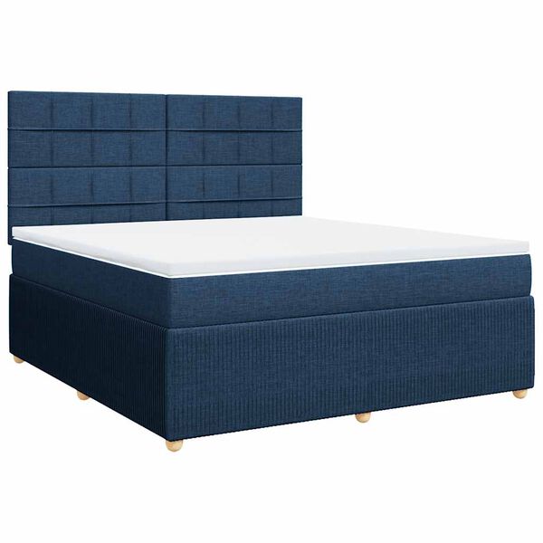 vidaXL Sommier &agrave; lattes de lit avec matelas Bleu 180x200 cm Tissu