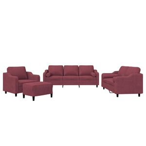 vidaXL Ensemble de canap&eacute;s 4 pcs avec coussins rouge bordeaux tissu