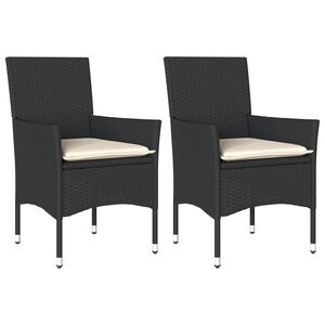 vidaXL Chaises de jardin avec coussins lot de 2 noir r&eacute;sine tress&eacute;e