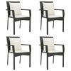 vidaXL Ensemble &agrave; manger de jardin coussins 5pcs Noir R&eacute;sine tress&eacute;e