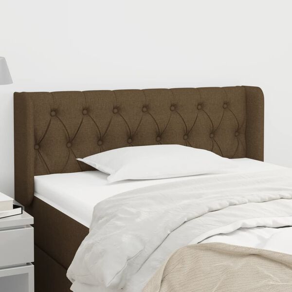 vidaXL T&ecirc;te de lit avec oreilles Marron Fonc&eacute; 103x16x78/88 cm Tissu