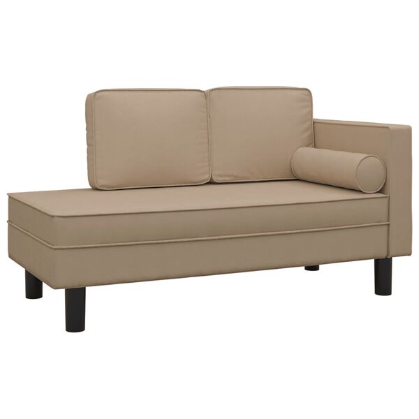 vidaXL Chaise longue avec coussins et traversin cappuccino similicuir