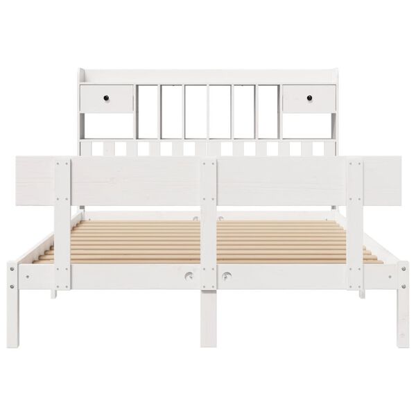 vidaXL Lit biblioth&egrave;que sans matelas blanc 160x200 cm bois pin massif
