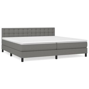 vidaXL Sommier &agrave; lattes de lit avec matelas Gris fonc&eacute; 200x200cm Tissu