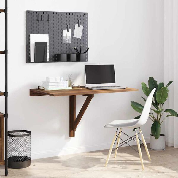 vidaXL Table murale pliable Chêne marron 100x60x56cm Bois d'ingénierie