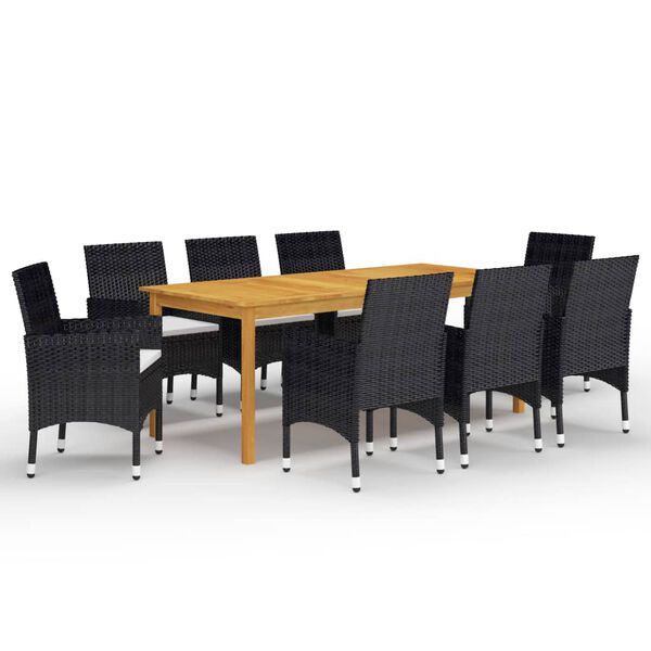 vidaXL Ensemble &agrave; manger de jardin 9 pcs Noir