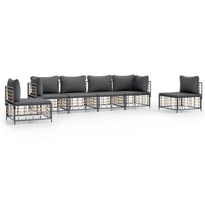 vidaXL Salon de jardin 6 pcs avec coussins anthracite r&eacute;sine tress&eacute;e