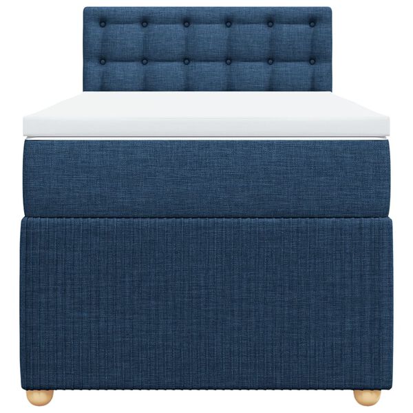 vidaXL Sommier &agrave; lattes de lit avec matelas Bleu 90x200 cm Tissu