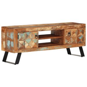 vidaXL Meuble TV 112x30x45 cm bois massif de r&eacute;cup&eacute;ration