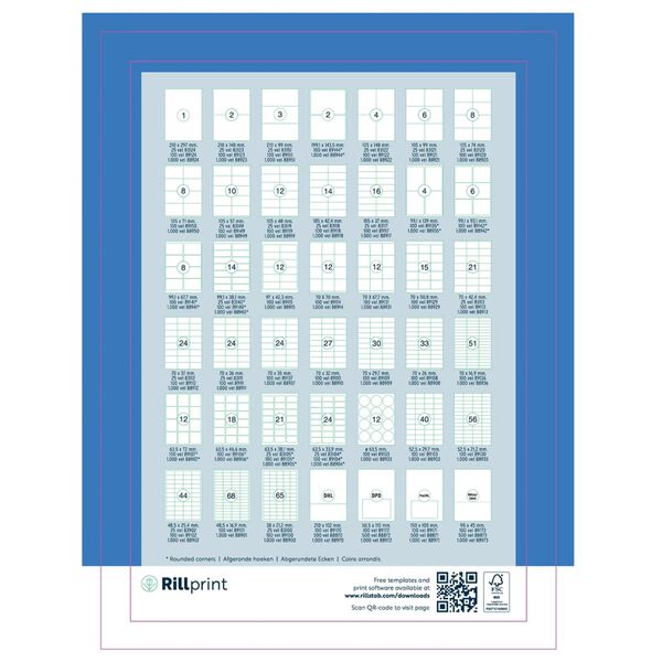 rillprint &Eacute;tiquettes autocollantes 210x148 mm 500 feuilles Blanc