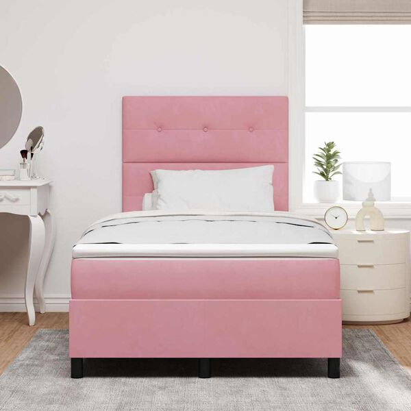 vidaXL Lit &agrave; ressorts avec matelas Rose 120 x 190 cm Velours