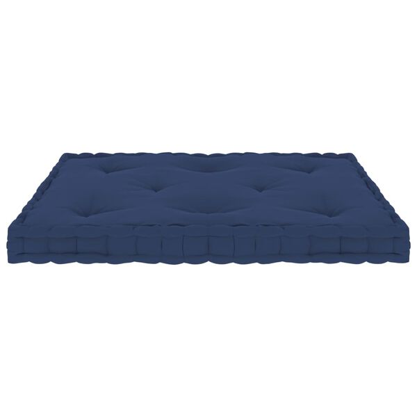 vidaXL Coussin de plancher palette Bleu marine clair 73x40x7 cm Coton