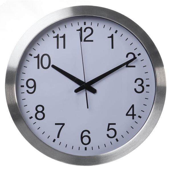 Perel Horloge murale 40 cm Blanc et argent&eacute;