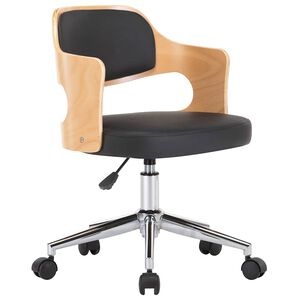 vidaXL Chaise pivotante de bureau Noir Bois courb&eacute; et similicuir