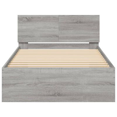 vidaXL Cadre de lit tête de lit et lumières LED sonoma gris 100x200 cm