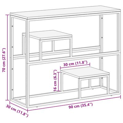 vidaXL Table console argenté acier inoxydable et bois massif d'acacia