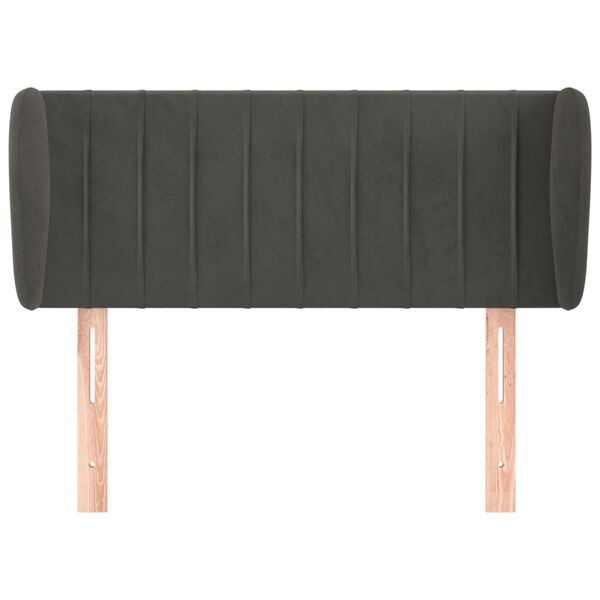 vidaXL T&ecirc;te de lit avec oreilles Gris fonc&eacute; 93x23x78/88 cm Velours