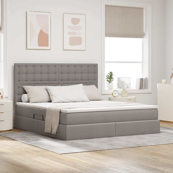 vidaXL Lit avec rangement et LED avec LED Taupe 180 x 200 cm Polyester