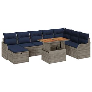 vidaXL Ensemble de canap&eacute; de jardin 9 pc Gris polyrotin