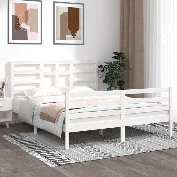 vidaXL Cadre de lit sans matelas blanc bois massif 160x200 cm