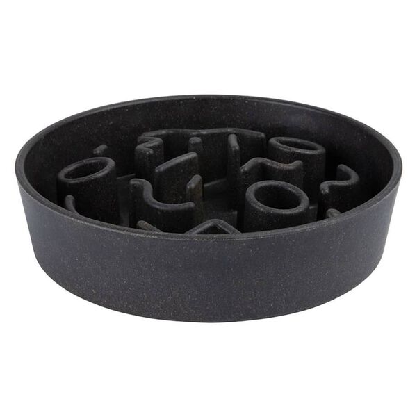 DISTRICT70 Mangeoire lente pour chiens Bambou 21 cm Gris fonc&eacute;