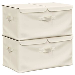 vidaXL Bo&icirc;tes de rangement 2 pcs Tissu 50x30x25 cm Cr&egrave;me