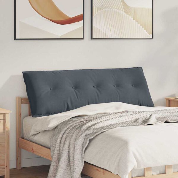 vidaXL Coussin de Dos Gris fonc&eacute; 140 x 50 cm Tissu en velours c&ocirc;tel&eacute;