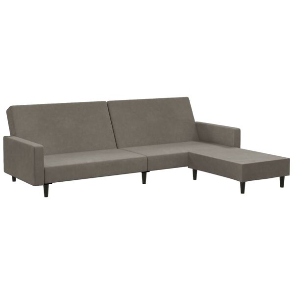 vidaXL Canap&eacute;-lit &agrave; 2 places avec repose-pied Gris clair Velours