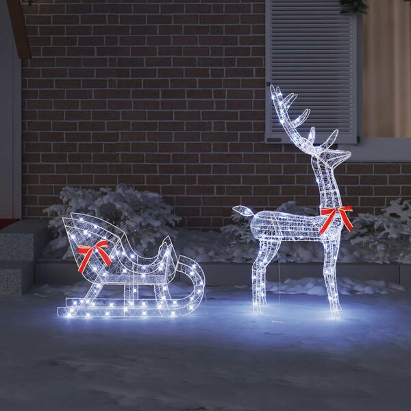 vidaXL Tra&icirc;neau tir&eacute; par un renne Blanc froid 70 x 26 x 130 cm