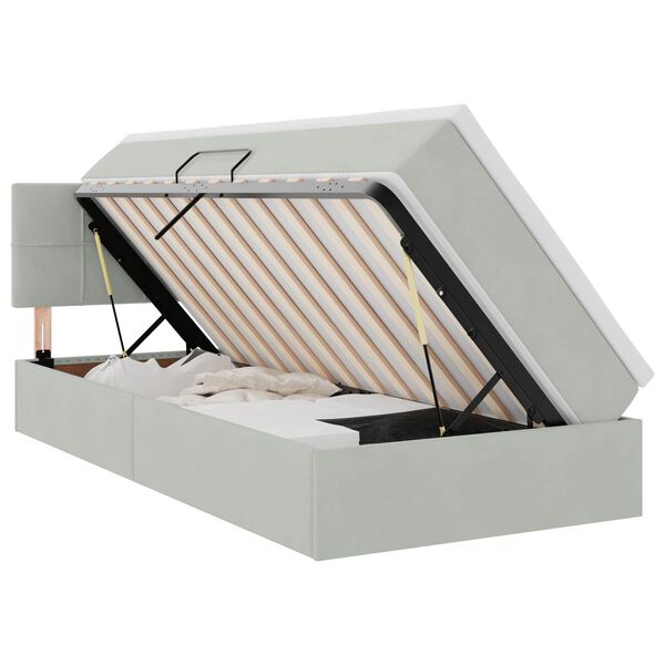 vidaXL Lit avec rangement et LED Gris clair 90 x 190 cm Velours