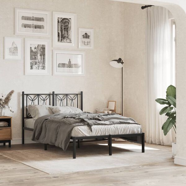 vidaXL Cadre de lit métal sans matelas avec tête de lit noir 120x190cm