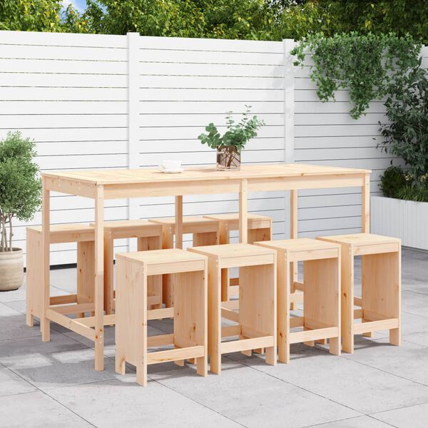 vidaXL Ensemble de bar de jardin 9 pcs Bois de pin massif