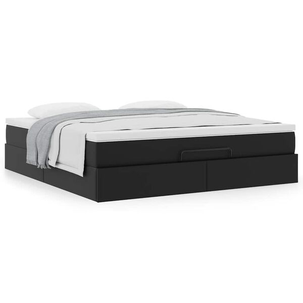 VidaXL Cadre de lit ottoman avec matelas noir 160x200 cm similicuir