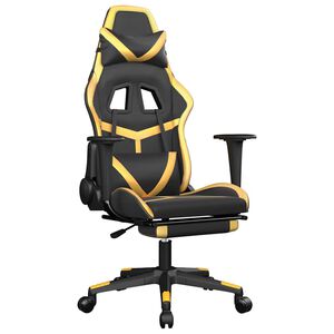 vidaXL Chaise de jeu avec repose-pied Noir et dor&eacute; Similicuir