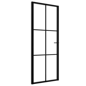 vidaXL Porte int&eacute;rieure Verre ESG et aluminium 76x201,5 cm Noir