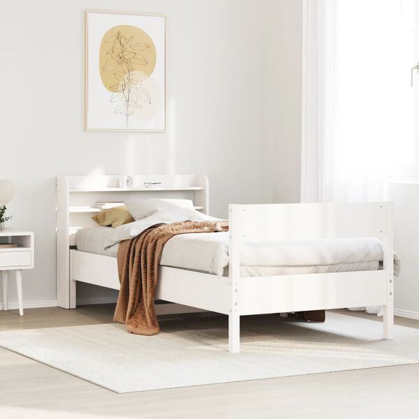 vidaXL Cadre de lit sans matelas blanc 75x190 cm bois de pin massif