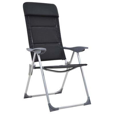 vidaXL Chaise de camping lot de 2 Noir 58x69x111 cm Aluminium