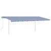 vidaXL Auvent manuel r&eacute;tractable avec poteaux 6x3 m Bleu et blanc