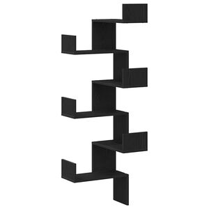vidaXL &Eacute;tag&egrave;re d'angle murale Ch&ecirc;ne noir 45 x 45 x 147 cm