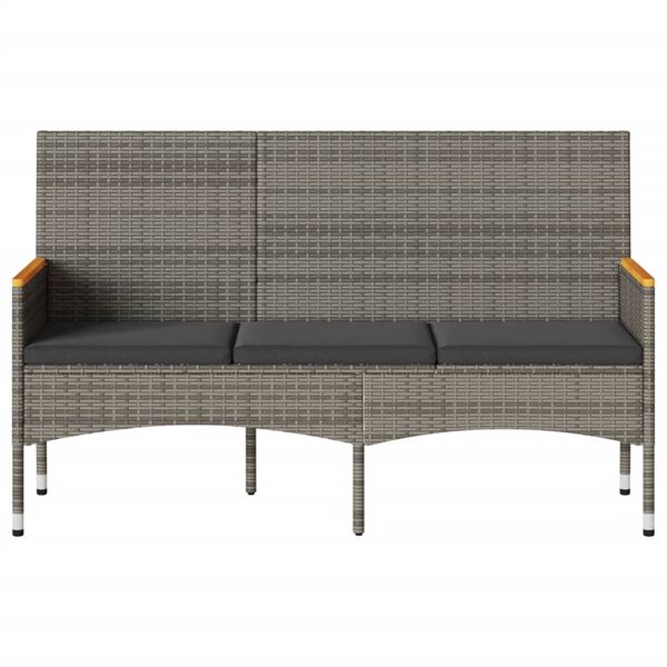 vidaXL Banc de jardin 3 places avec coussins gris r&eacute;sine tress&eacute;e