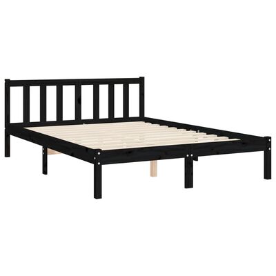 vidaXL Cadre de lit sans matelas noir bois de pin massif